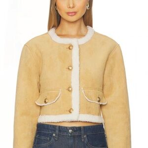 Blank NYC Cream Teddy Jacket with Gold Buttons
